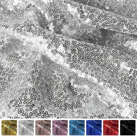 Preview: Paillettenstoff Meterware Preview: Paillettenstoff silwer